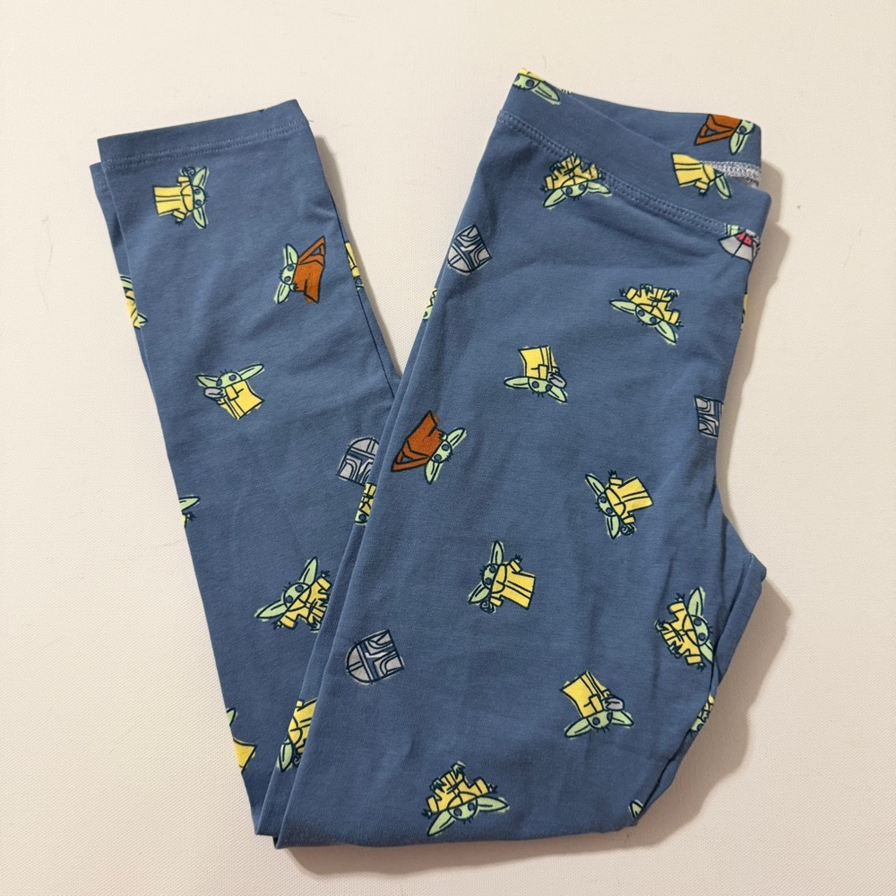 Disney Amazon Essentials Star Wars Grogu Print Blue Leggings Girls Medium NWOT